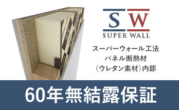 スーパーウォール工法 パネル断熱材 （ウレタン素材）内部 60年無結露保証