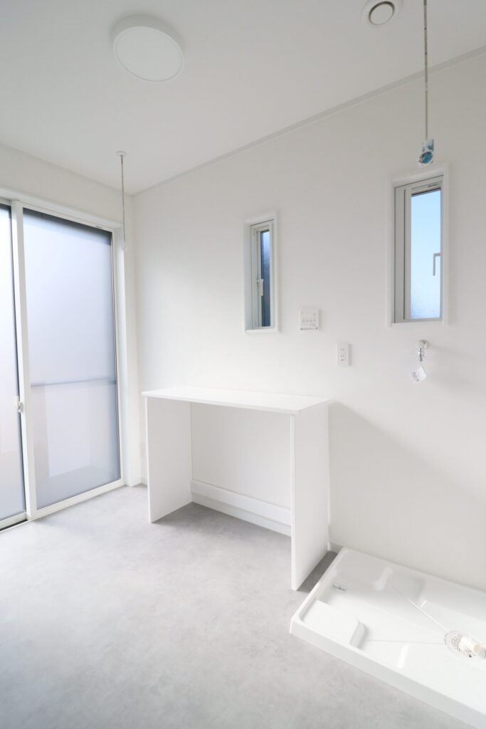 ランドリールーム・洗面室・浴室を集約してレイアウトした事例